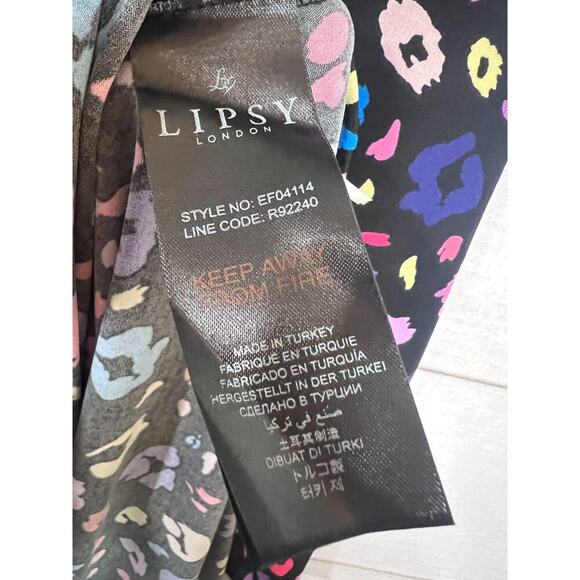 Lipsy London Dress Size US 4 Black With Neon Geometric Print Long Unique - Picture 4 of 6